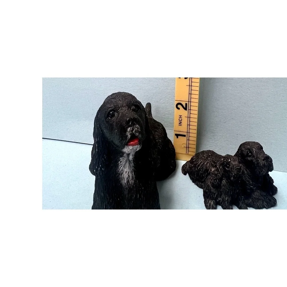 Lot Of 2 Stone Critters Black‎ Cocker Spaniel Dog Breed Figurines Puppies